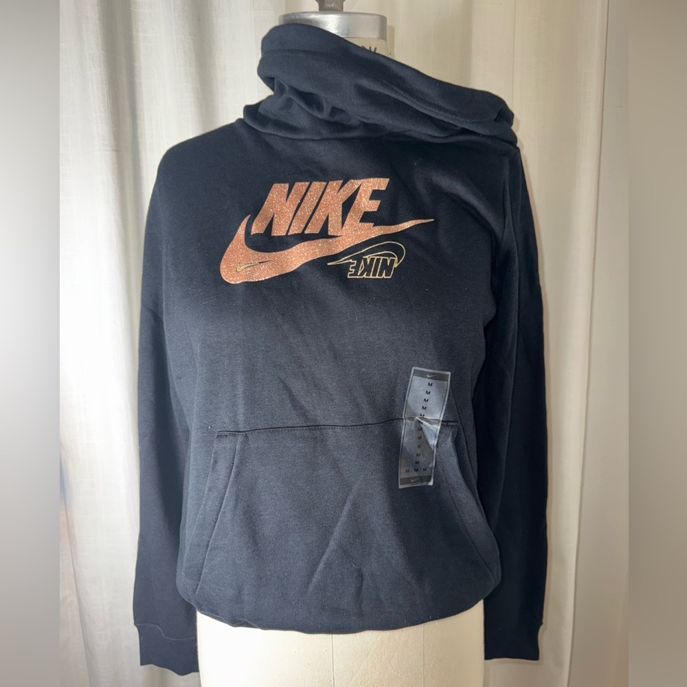 NIKE - Black Sweatshirt w/ Rose Gold and Inverted Gold Logo - Hoodie